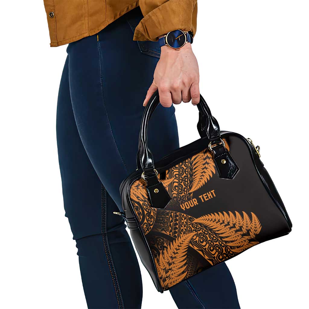 New Zealand Rugby Pacific Personalised Shoulder Handbag All Gold Maori Pasifika Fern Pattern