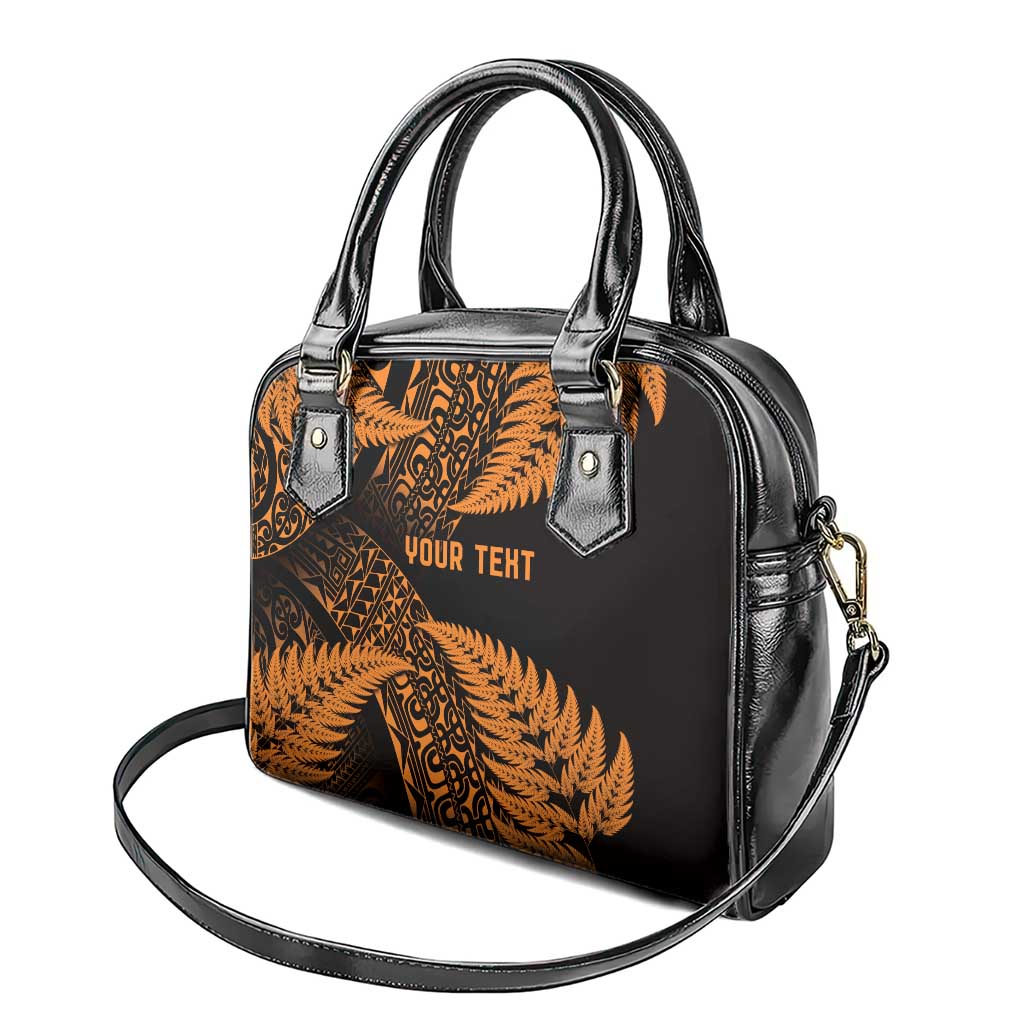 New Zealand Rugby Pacific Personalised Shoulder Handbag All Gold Maori Pasifika Fern Pattern