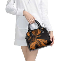 New Zealand Rugby Pacific Personalised Shoulder Handbag All Gold Maori Pasifika Fern Pattern