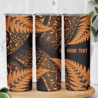 New Zealand Rugby Pacific Personalised Skinny Tumbler All Gold Maori Pasifika Fern Pattern LT9 - Polynesian Pride