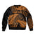 New Zealand Rugby Pacific Personalised Sleeve Zip Bomber Jacket All Gold Maori Pasifika Fern Pattern