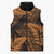 New Zealand Rugby Pacific Personalised Sleeveless Puffer Jacket All Gold Maori Pasifika Fern Pattern - Polynesian Pride