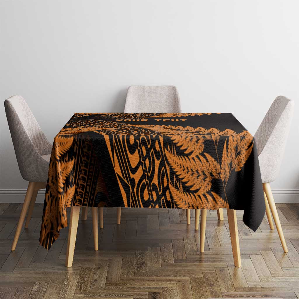 New Zealand Rugby Pacific Personalised Tablecloth All Gold Maori Pasifika Fern Pattern