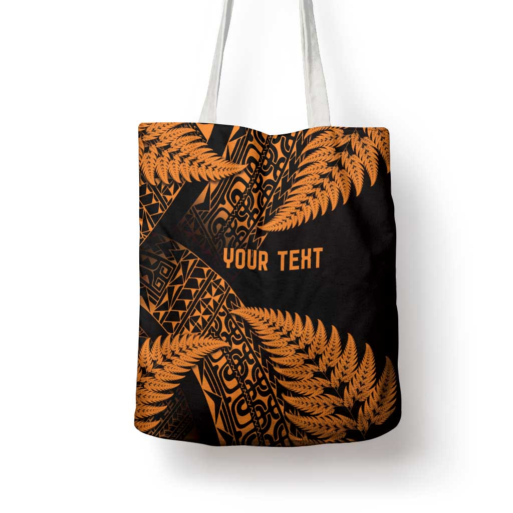 New Zealand Rugby Pacific Personalised Tote Bag All Gold Maori Pasifika Fern Pattern - Polynesian Pride