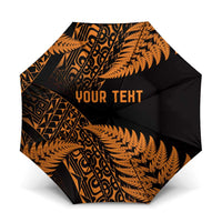 New Zealand Rugby Pacific Personalised Umbrella All Gold Maori Pasifika Fern Pattern - Polynesian Pride