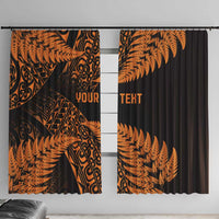 New Zealand Rugby Pacific Personalised Window Curtain All Gold Maori Pasifika Fern Pattern