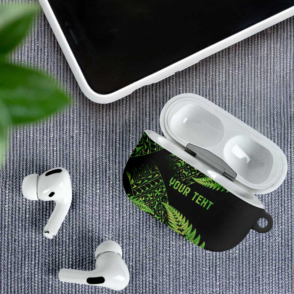 New Zealand Rugby Pacific Personalised AirPods Case All Lime Maori Pasifika Fern Pattern - Polynesian Pride