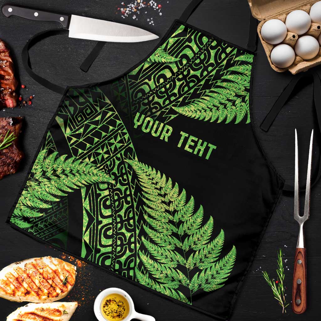 New Zealand Rugby Pacific Personalised Apron All Lime Maori Pasifika Fern Pattern - Polynesian Pride