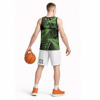 New Zealand Rugby Pacific Personalised Basketball Jersey All Lime Maori Pasifika Fern Pattern - Polynesian Pride