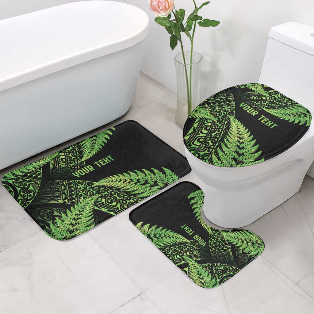 New Zealand Rugby Pacific Personalised Bathroom Set All Lime Maori Pasifika Fern Pattern - Polynesian Pride