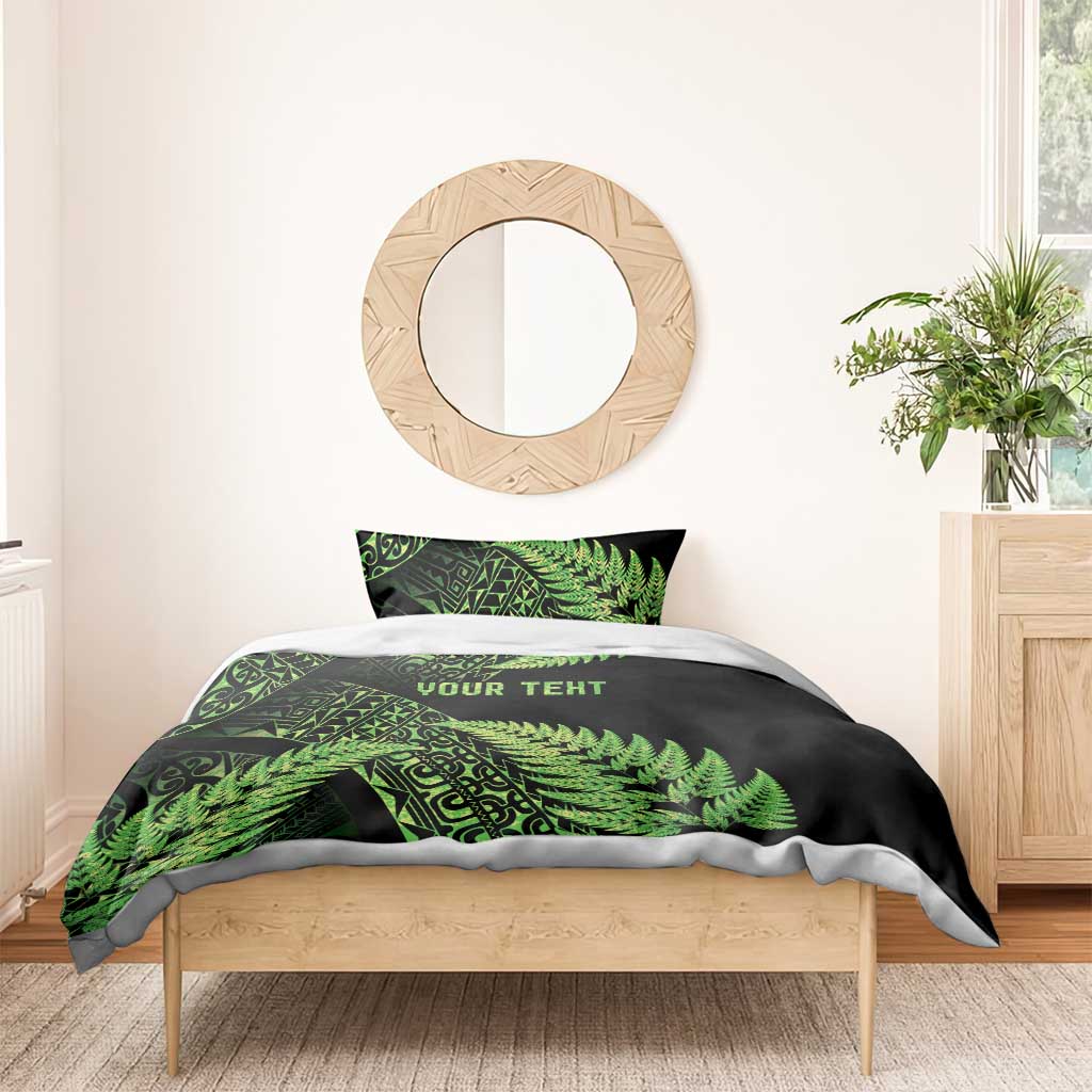 New Zealand Rugby Pacific Personalised Bedding Set All Lime Maori Pasifika Fern Pattern