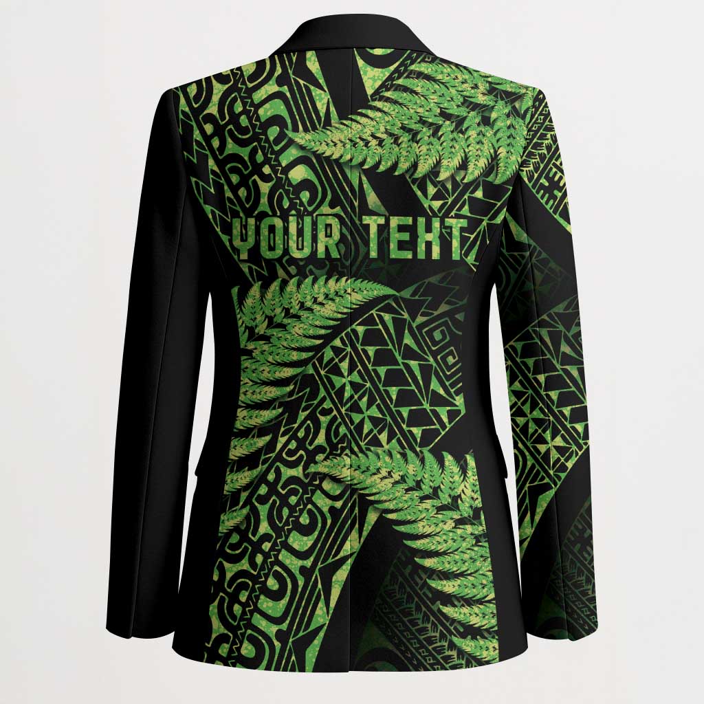 New Zealand Rugby Pacific Personalised Blazer All Lime Maori Pasifika Fern Pattern - Polynesian Pride
