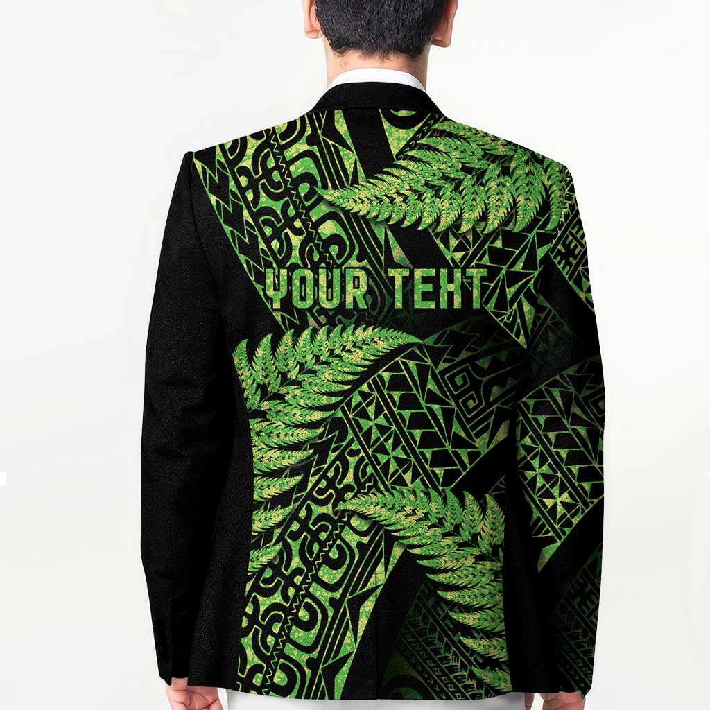 New Zealand Rugby Pacific Personalised Blazer All Lime Maori Pasifika Fern Pattern - Polynesian Pride