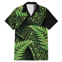 New Zealand Rugby Pacific Personalised Family Matching Mermaid Dress and Hawaiian Shirt All Lime Maori Pasifika Fern Pattern LT9 Dad's Shirt - Short Sleeve Lime - Polynesian Pride