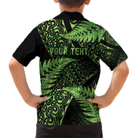 New Zealand Rugby Pacific Personalised Family Matching Short Sleeve Bodycon Dress and Hawaiian Shirt All Lime Maori Pasifika Fern Pattern LT9 - Polynesian Pride