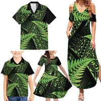 New Zealand Rugby Pacific Personalised Family Matching Summer Maxi Dress and Hawaiian Shirt All Lime Maori Pasifika Fern Pattern