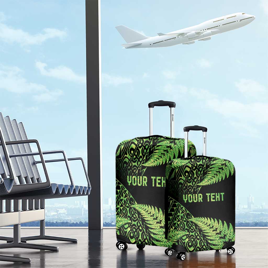 New Zealand Rugby Pacific Personalised Luggage Cover All Lime Maori Pasifika Fern Pattern