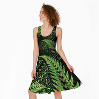 New Zealand Rugby Pacific Personalised Midi Dress All Lime Maori Pasifika Fern Pattern - Polynesian Pride