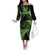 New Zealand Rugby Pacific Personalised Off The Shoulder Long Sleeve Dress All Lime Maori Pasifika Fern Pattern