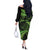 New Zealand Rugby Pacific Personalised Off The Shoulder Long Sleeve Dress All Lime Maori Pasifika Fern Pattern
