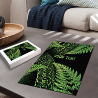 New Zealand Rugby Pacific Personalised Puzzle All Lime Maori Pasifika Fern Pattern - Polynesian Pride