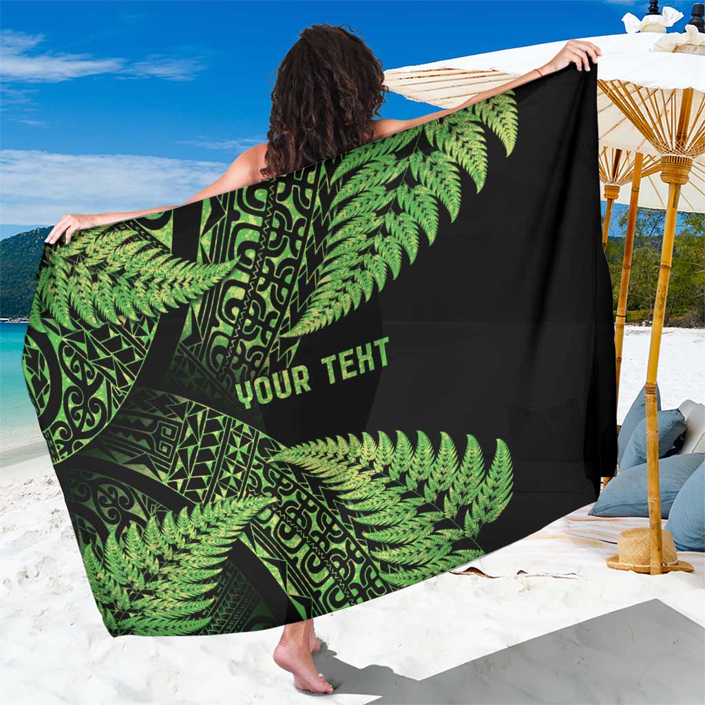 New Zealand Rugby Pacific Personalised Sarong All Lime Maori Pasifika Fern Pattern