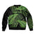 New Zealand Rugby Pacific Personalised Sleeve Zip Bomber Jacket All Lime Maori Pasifika Fern Pattern