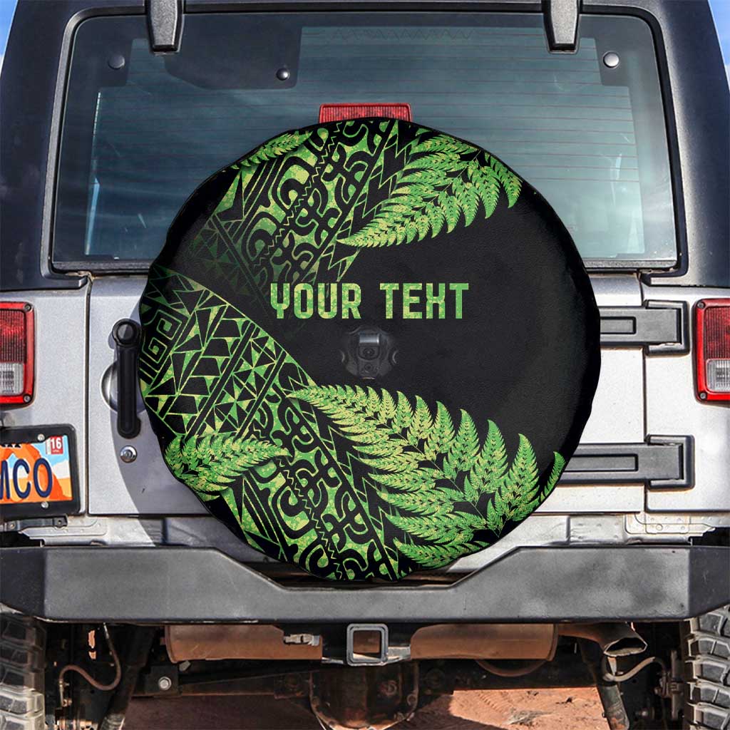New Zealand Rugby Pacific Personalised Spare Tire Cover All Lime Maori Pasifika Fern Pattern