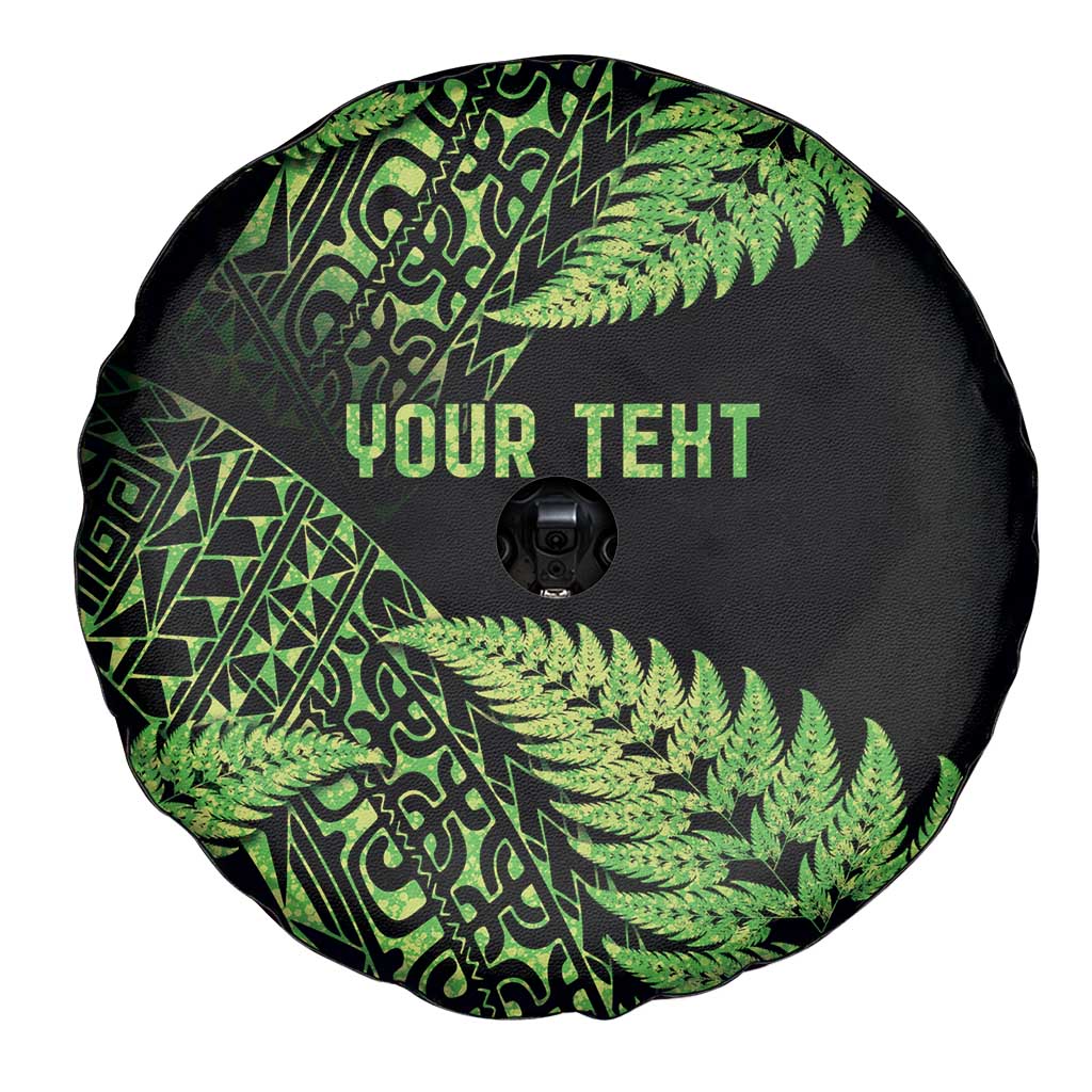 New Zealand Rugby Pacific Personalised Spare Tire Cover All Lime Maori Pasifika Fern Pattern
