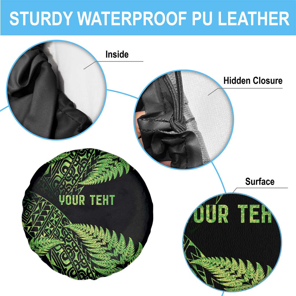New Zealand Rugby Pacific Personalised Spare Tire Cover All Lime Maori Pasifika Fern Pattern