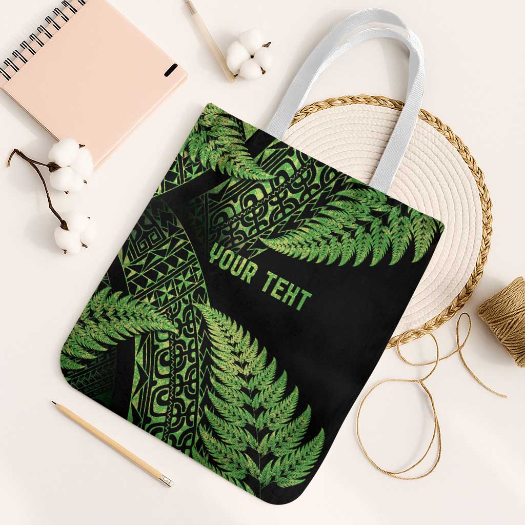 New Zealand Rugby Pacific Personalised Tote Bag All Lime Maori Pasifika Fern Pattern - Polynesian Pride