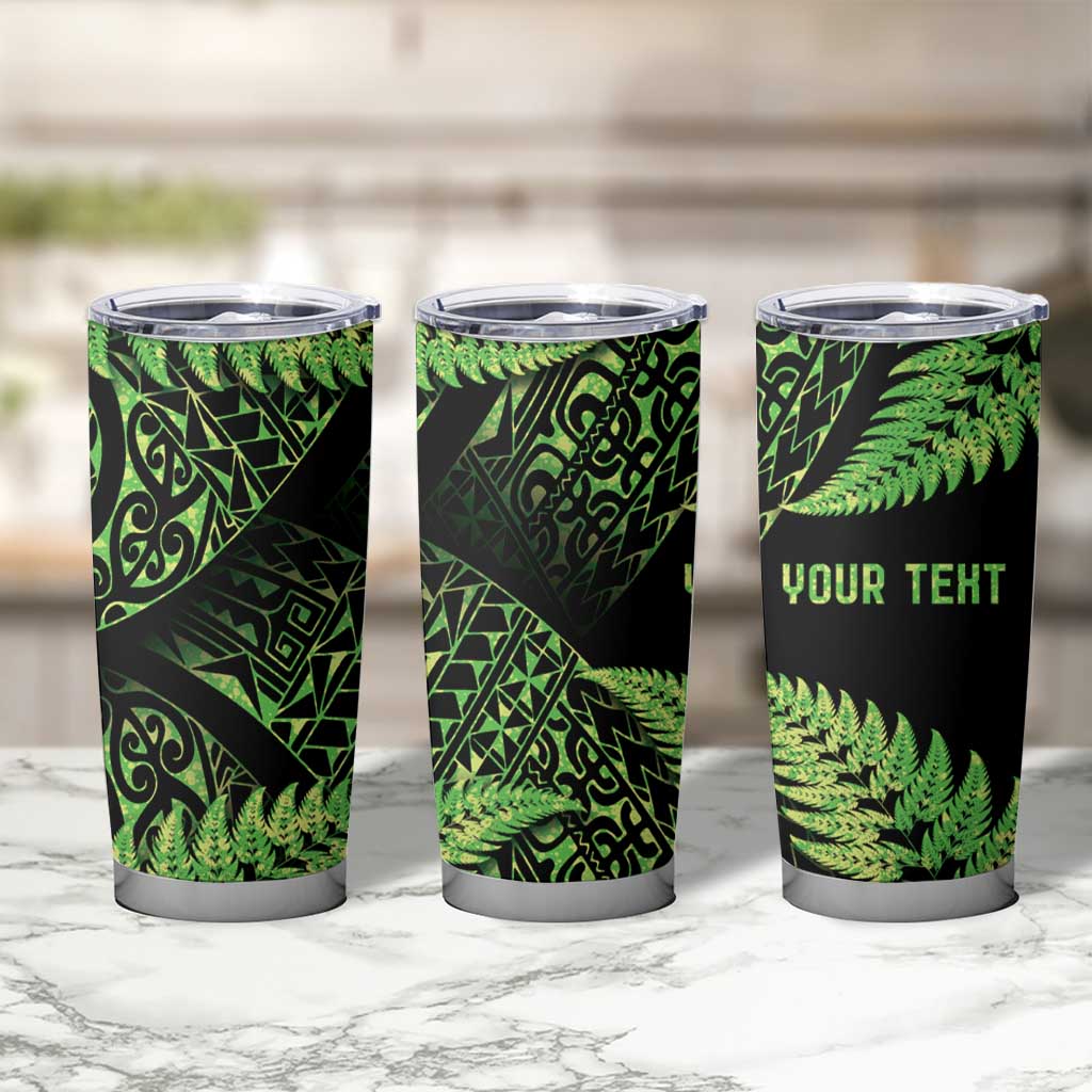 New Zealand Rugby Pacific Personalised Tumbler Cup All Lime Maori Pasifika Fern Pattern