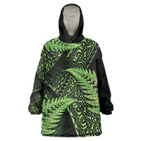 New Zealand Rugby Pacific Personalised Wearable Blanket Hoodie All Lime Maori Pasifika Fern Pattern