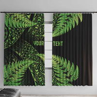 New Zealand Rugby Pacific Personalised Window Curtain All Lime Maori Pasifika Fern Pattern