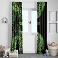 New Zealand Rugby Pacific Personalised Window Curtain All Lime Maori Pasifika Fern Pattern