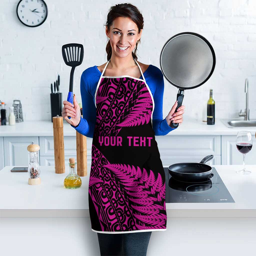 New Zealand Rugby Pacific Personalised Apron All Pink Maori Pasifika Fern Pattern - Polynesian Pride