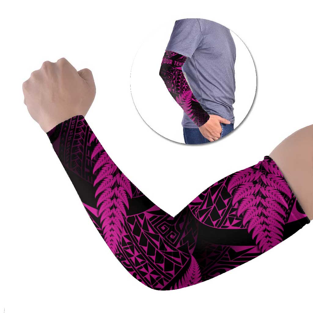 New Zealand Rugby Pacific Personalised Arm Sleeves All Pink Maori Pasifika Fern Pattern - Polynesian Pride