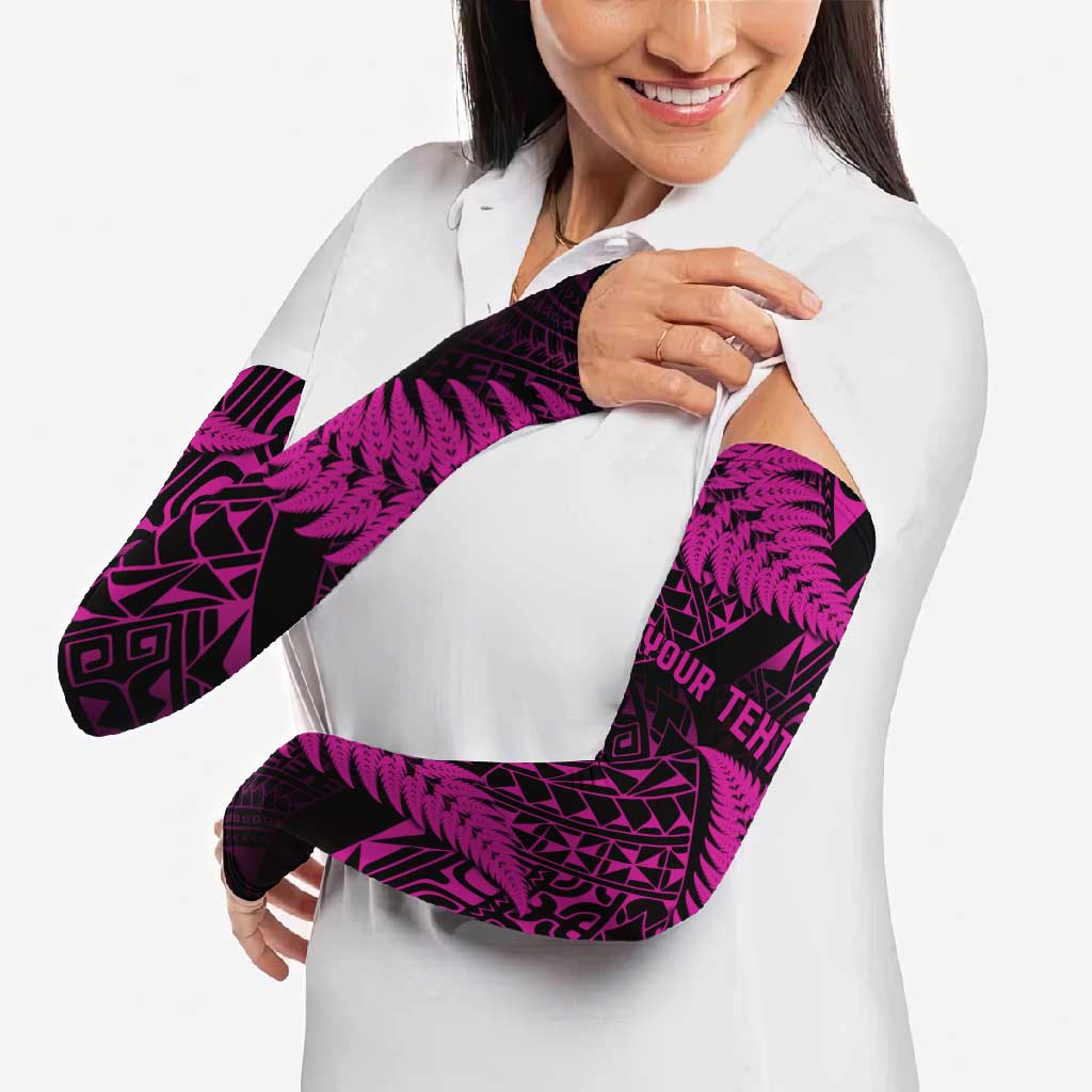 New Zealand Rugby Pacific Personalised Arm Sleeves All Pink Maori Pasifika Fern Pattern - Polynesian Pride
