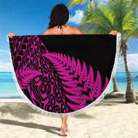 New Zealand Rugby Pacific Personalised Beach Blanket All Pink Maori Pasifika Fern Pattern