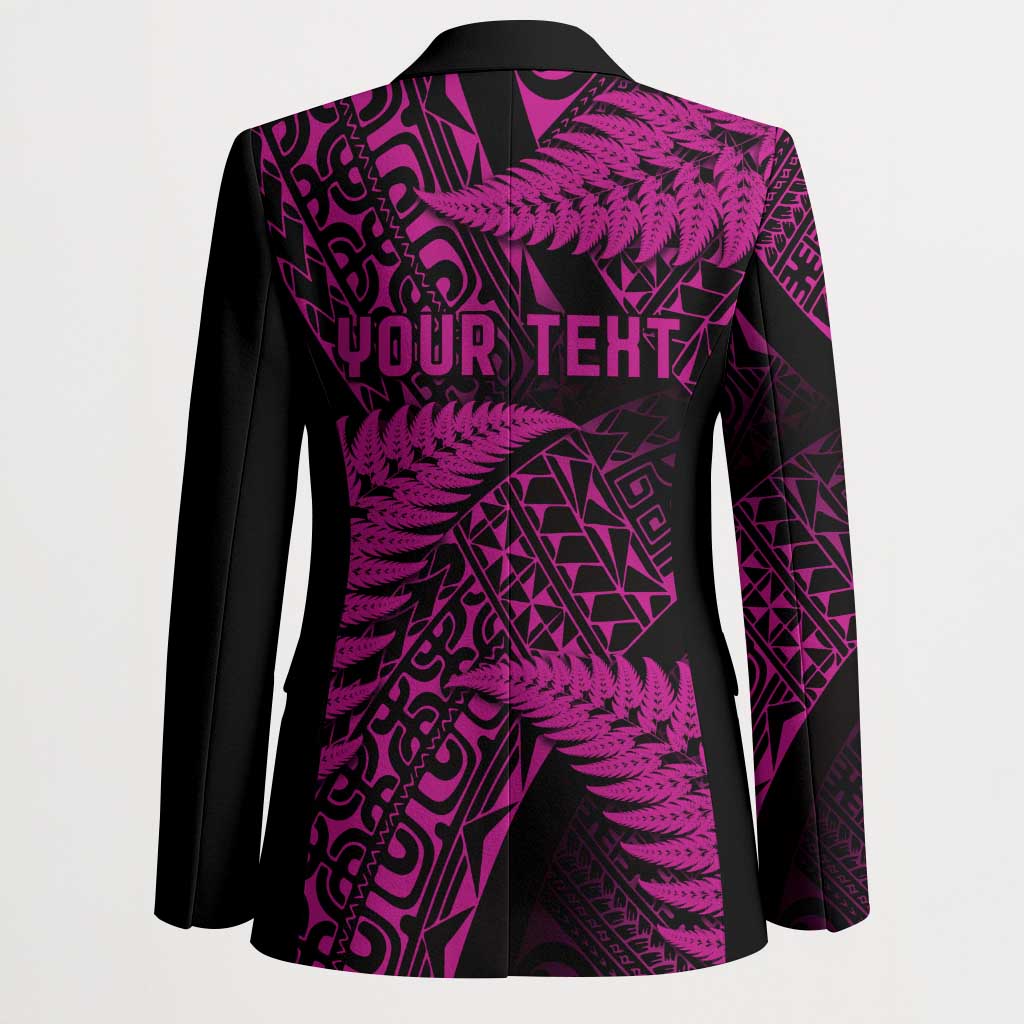 New Zealand Rugby Pacific Personalised Blazer All Pink Maori Pasifika Fern Pattern - Polynesian Pride