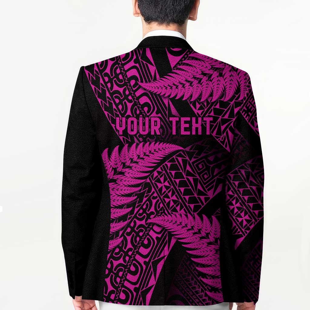 New Zealand Rugby Pacific Personalised Blazer All Pink Maori Pasifika Fern Pattern - Polynesian Pride