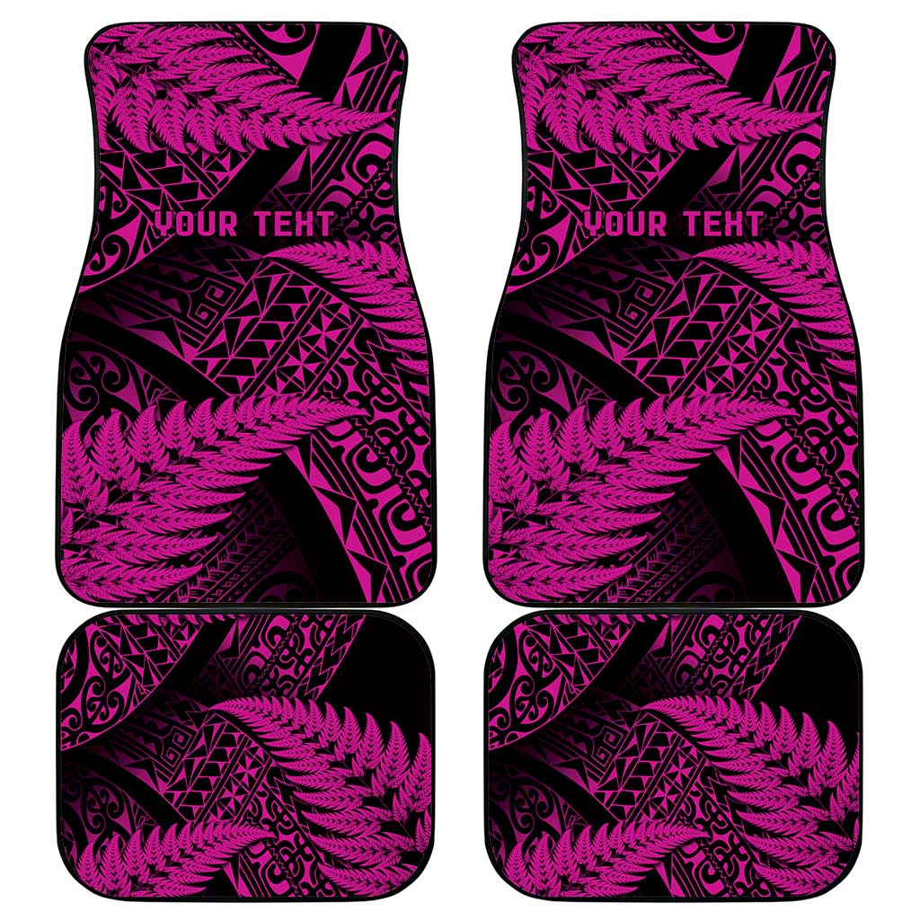 New Zealand Rugby Pacific Personalised Car Mats All Pink Maori Pasifika Fern Pattern