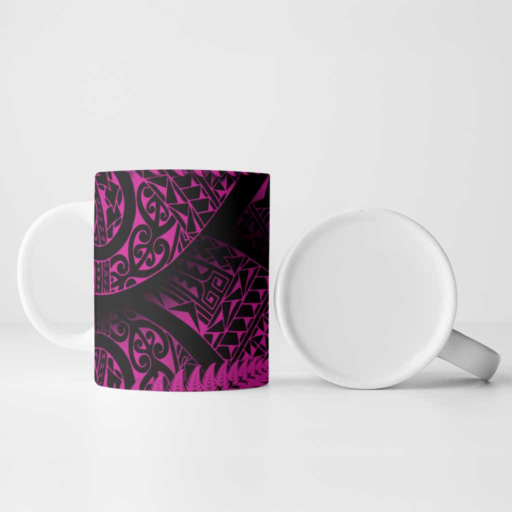 New Zealand Rugby Pacific Personalised Ceramic Mug All Pink Maori Pasifika Fern Pattern - Polynesian Pride