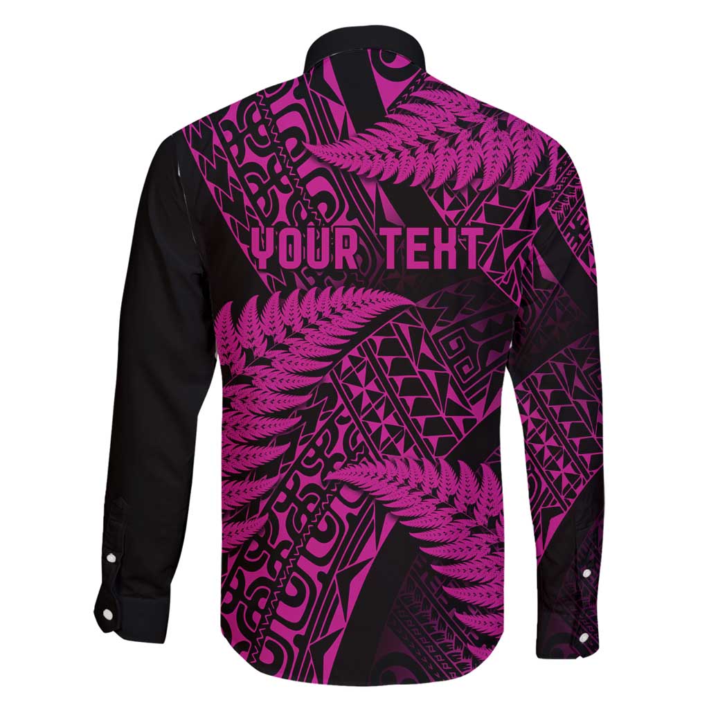 New Zealand Rugby Pacific Personalised Family Matching Off Shoulder Maxi Dress and Hawaiian Shirt All Pink Maori Pasifika Fern Pattern