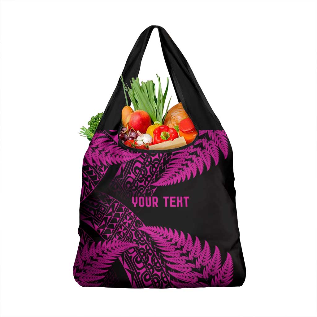 New Zealand Rugby Pacific Personalised Grocery Bag All Pink Maori Pasifika Fern Pattern