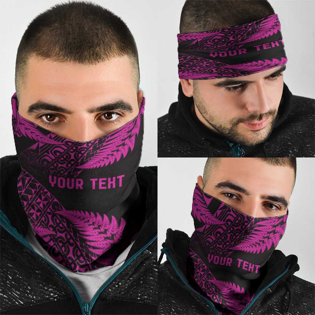 New Zealand Rugby Pacific Personalised Neck Gaiter All Pink Maori Pasifika Fern Pattern - Polynesian Pride