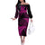 New Zealand Rugby Pacific Personalised Off The Shoulder Long Sleeve Dress All Pink Maori Pasifika Fern Pattern