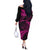 New Zealand Rugby Pacific Personalised Off The Shoulder Long Sleeve Dress All Pink Maori Pasifika Fern Pattern