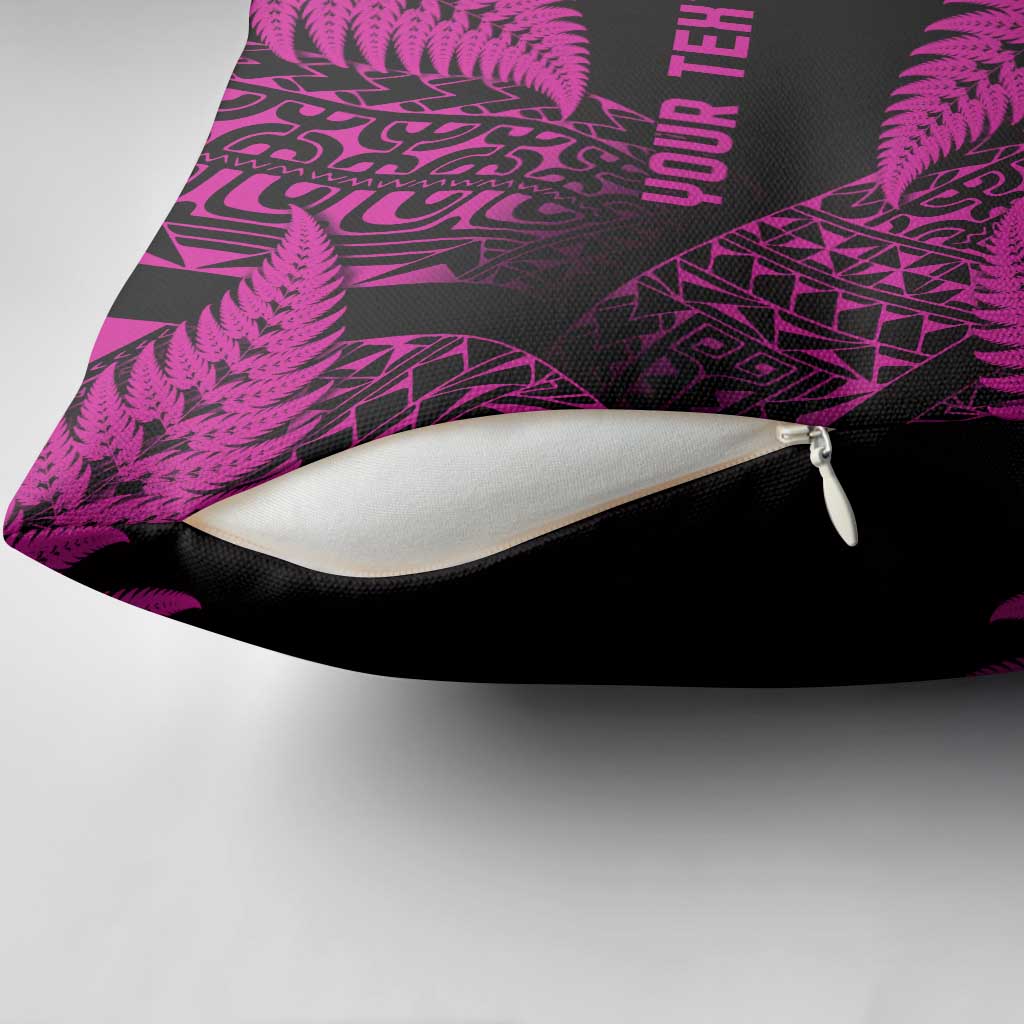 New Zealand Rugby Pacific Personalised Pillow Cover All Pink Maori Pasifika Fern Pattern - Polynesian Pride