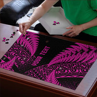 New Zealand Rugby Pacific Personalised Puzzle All Pink Maori Pasifika Fern Pattern - Polynesian Pride